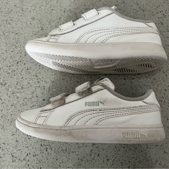 Kids Puma Smash White Shoe - Picture 5 of 9